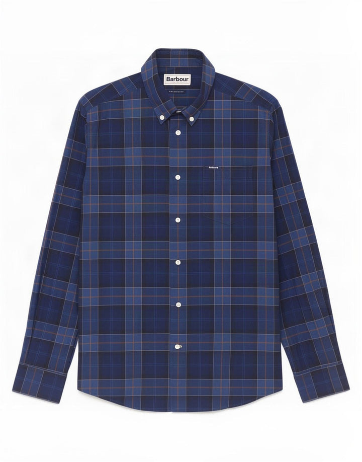 Ανδρικό πουκάμισο Barbour Tailored Fit, μεσαίο μπλε καρό βαμβακερό
