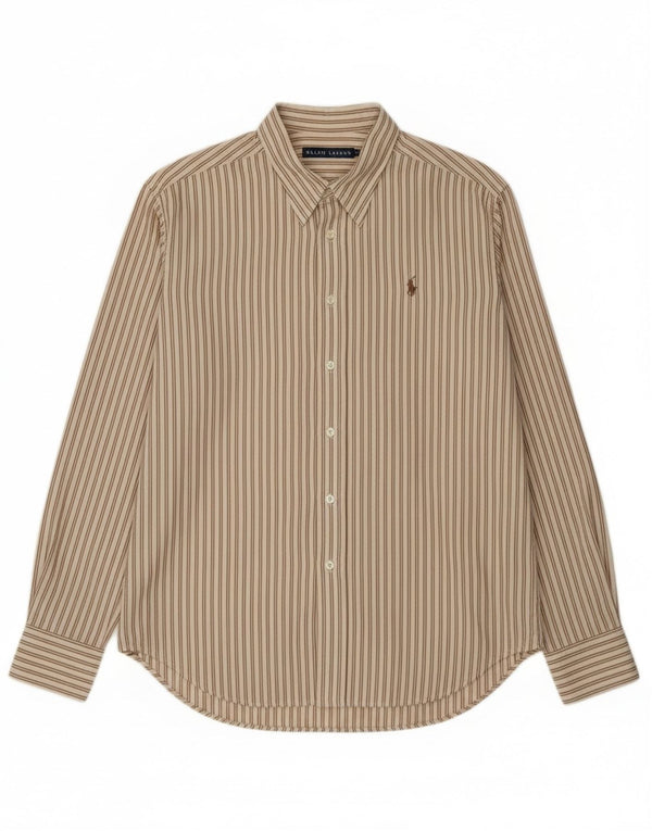 Ralph Lauren Γυναικείο πουκάμισο US 10 Large Off White ριγέ βαμβακερό