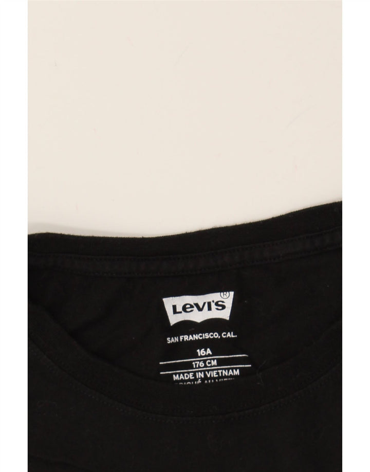 LEVI'S Boys Graphic T-Shirt Top 15-16 Years Black Vintage Levi's and Second-Hand Levi's from Messina Hembry 