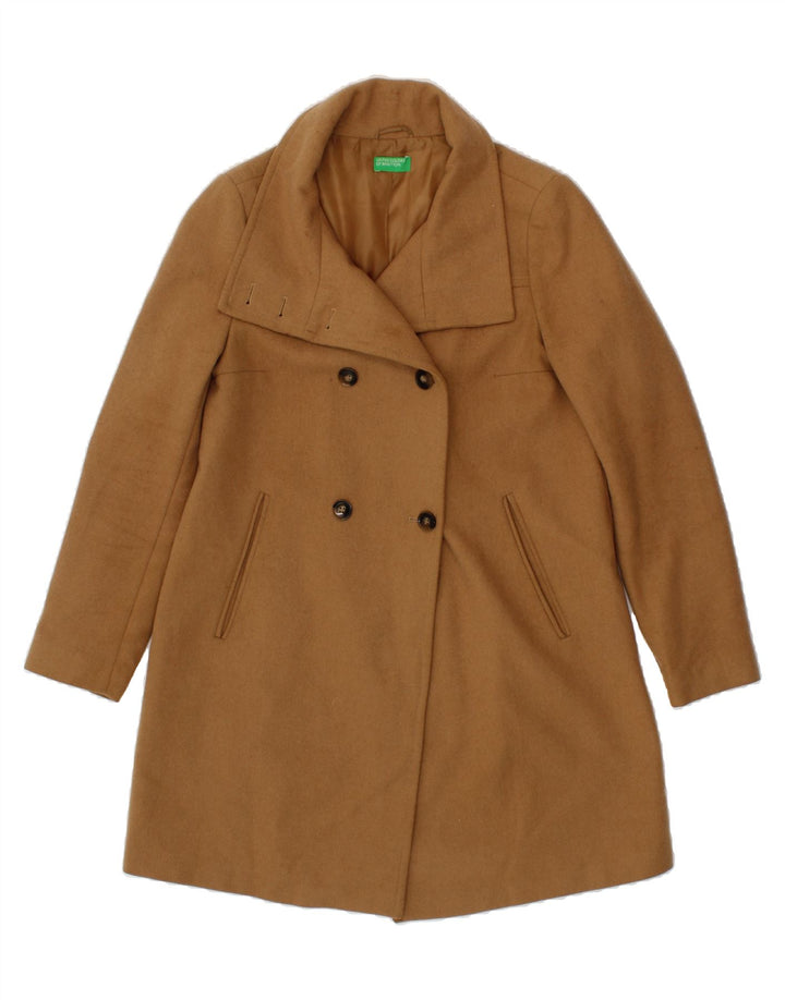 BENETTON Womens Double Breasted Overcoat IT 42 Medium Beige Wool Vintage Benetton and Second-Hand Benetton from Messina Hembry 