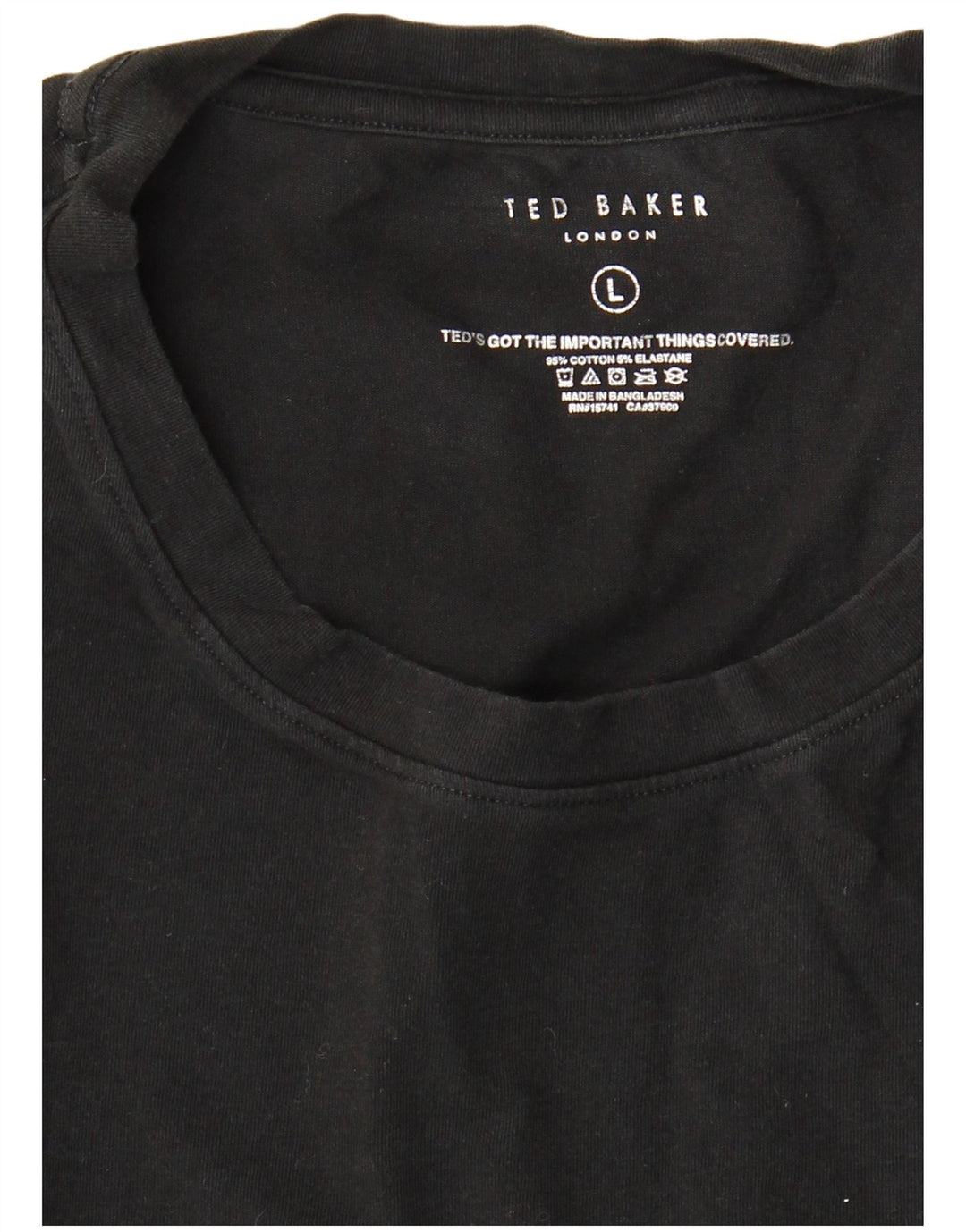 Ted Baker Ανδρικό T-Shirt Top μεγάλο μαύρο βαμβακερό