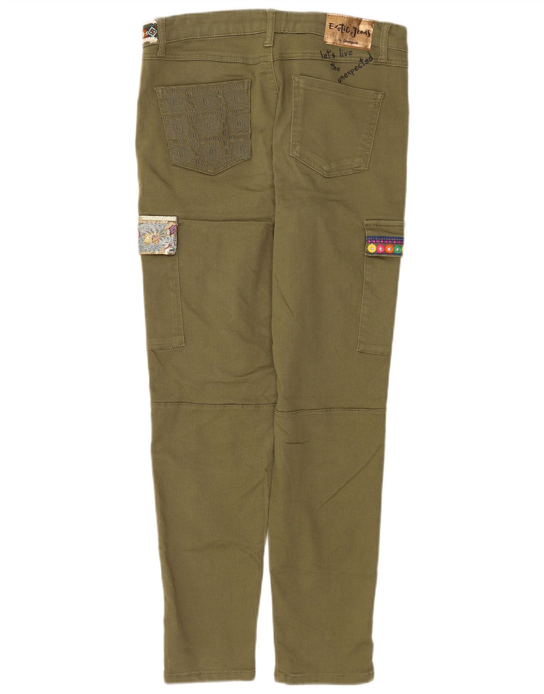 Desigual Γυναικείο γραφικό λεπτό παντελόνι Cargo EU 40 Medium W30 L29 Khaki
