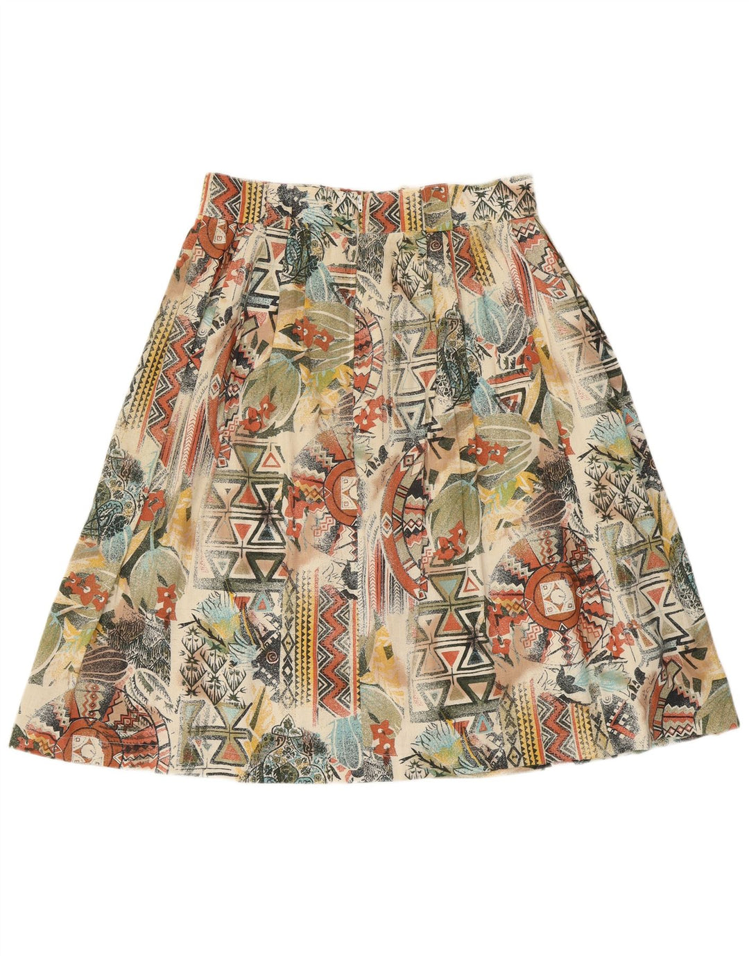 VINTAGE Γυναικεία πλισέ φούστα UK 16 Μεγάλη W32 Πολύχρωμη Γεωμετρική