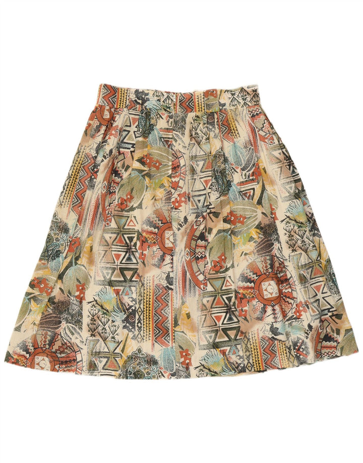 VINTAGE Γυναικεία πλισέ φούστα UK 16 Μεγάλη W32 Πολύχρωμη Γεωμετρική