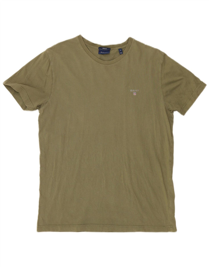 Ανδρικό T-Shirt Gant κανονικό μπλουζάκι από μεσαίο χακί βαμβάκι