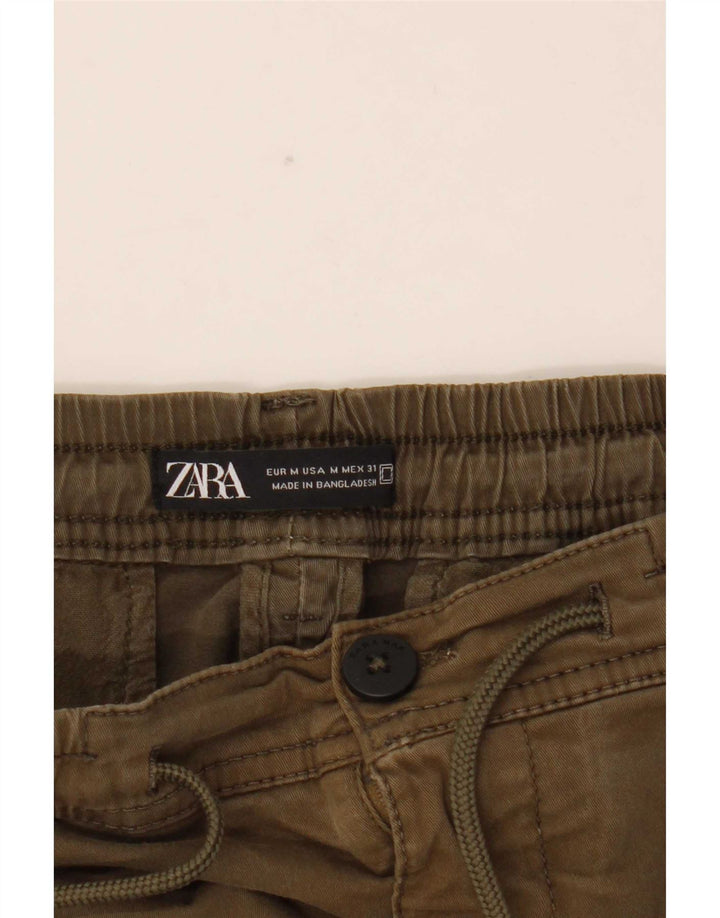 Zara Ανδρικό παντελόνι Joggers Cargo Medium W31 L28 Χακί Βαμβακερό