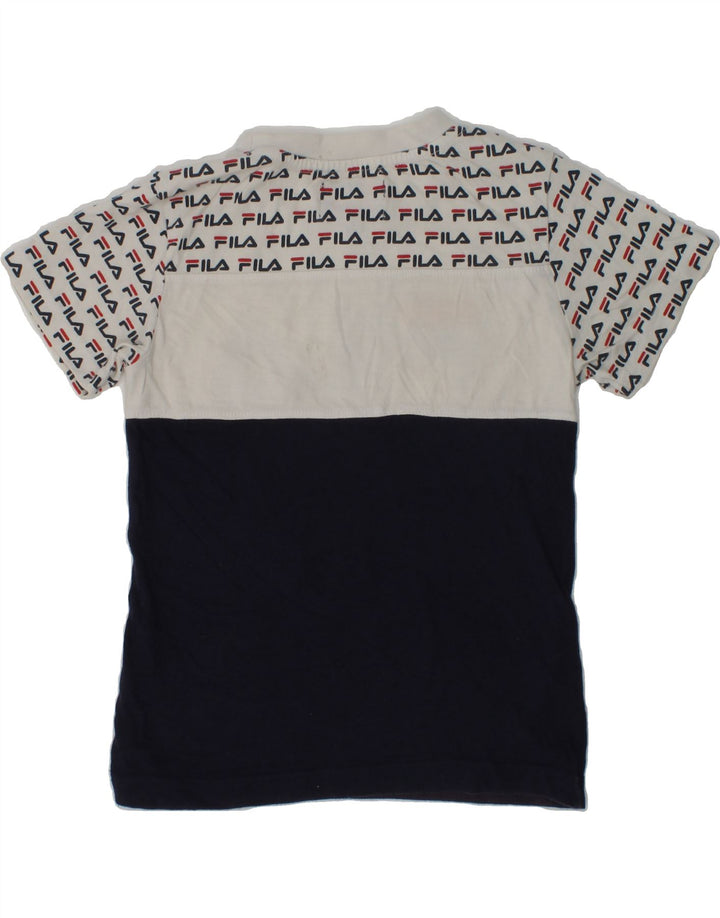 FILA Boys Graphic T-Shirt Top 3-4 Years Navy Blue Colourblock Cotton | Vintage Fila | Thrift | Second-Hand Fila | Used Clothing | Messina Hembry 