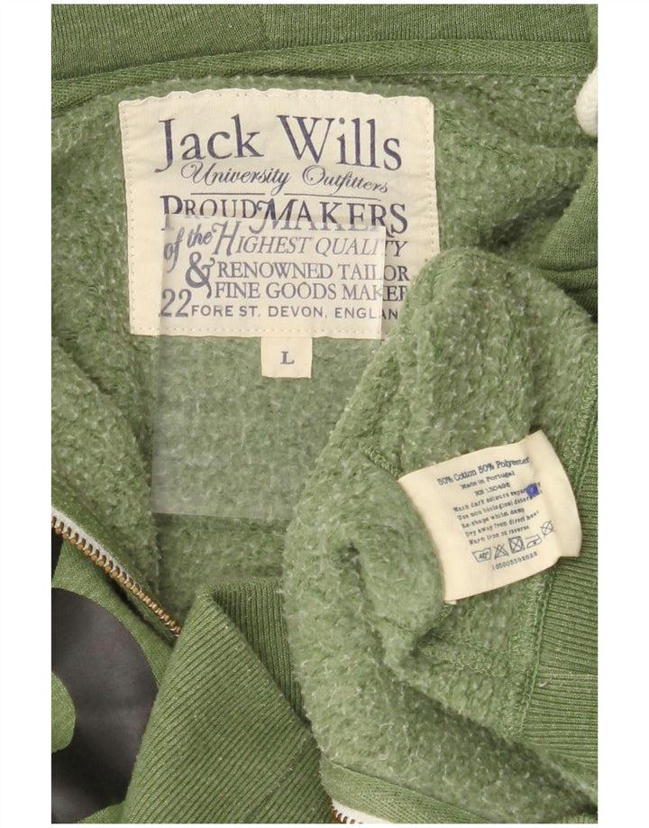 Ανδρικό πουλόβερ με κουκούλα με φερμουάρ JACK WILLS Μεγάλο πράσινο βαμβακερό
