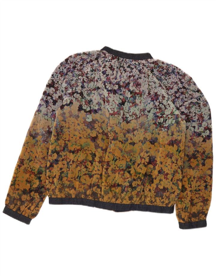 Zara Γυναικείο Oversized Bomber Jacket UK 10 Small Yellow Floral Polyester