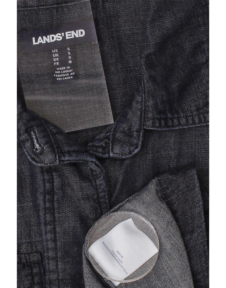 LANDS END Womens Oversized Utility Jacket UK 10 Small Navy Blue Cotton Vintage Lands End and Second-Hand Lands End from Messina Hembry 