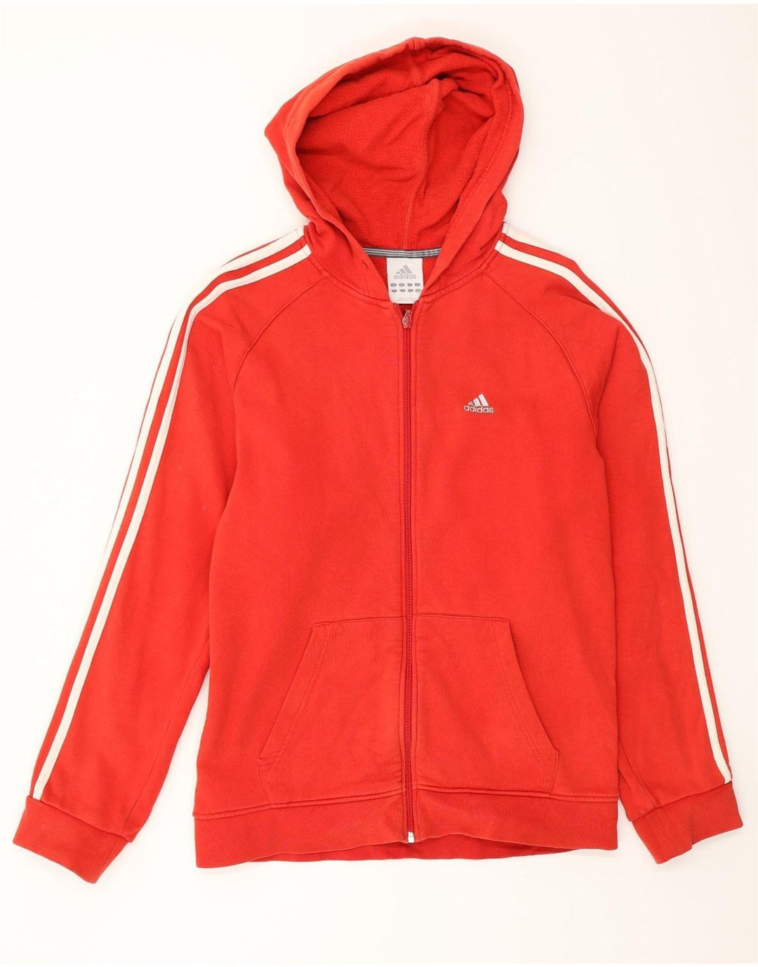 Ανδρικό πουλόβερ Adidas με φερμουάρ με κουκούλα, μικρό κόκκινο βαμβακερό