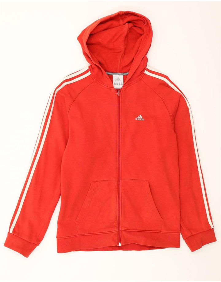 Ανδρικό πουλόβερ Adidas με φερμουάρ με κουκούλα, μικρό κόκκινο βαμβακερό