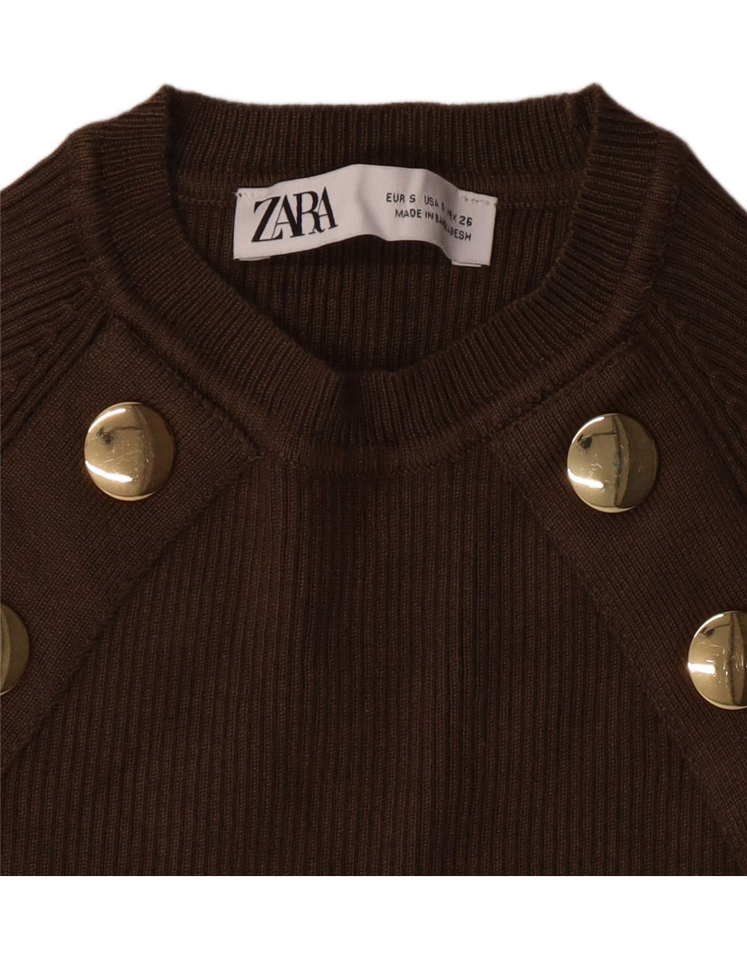 Γυναικείο πουλόβερ ZARA Crop Crop Neck Jumper UK 8 Small Khaki