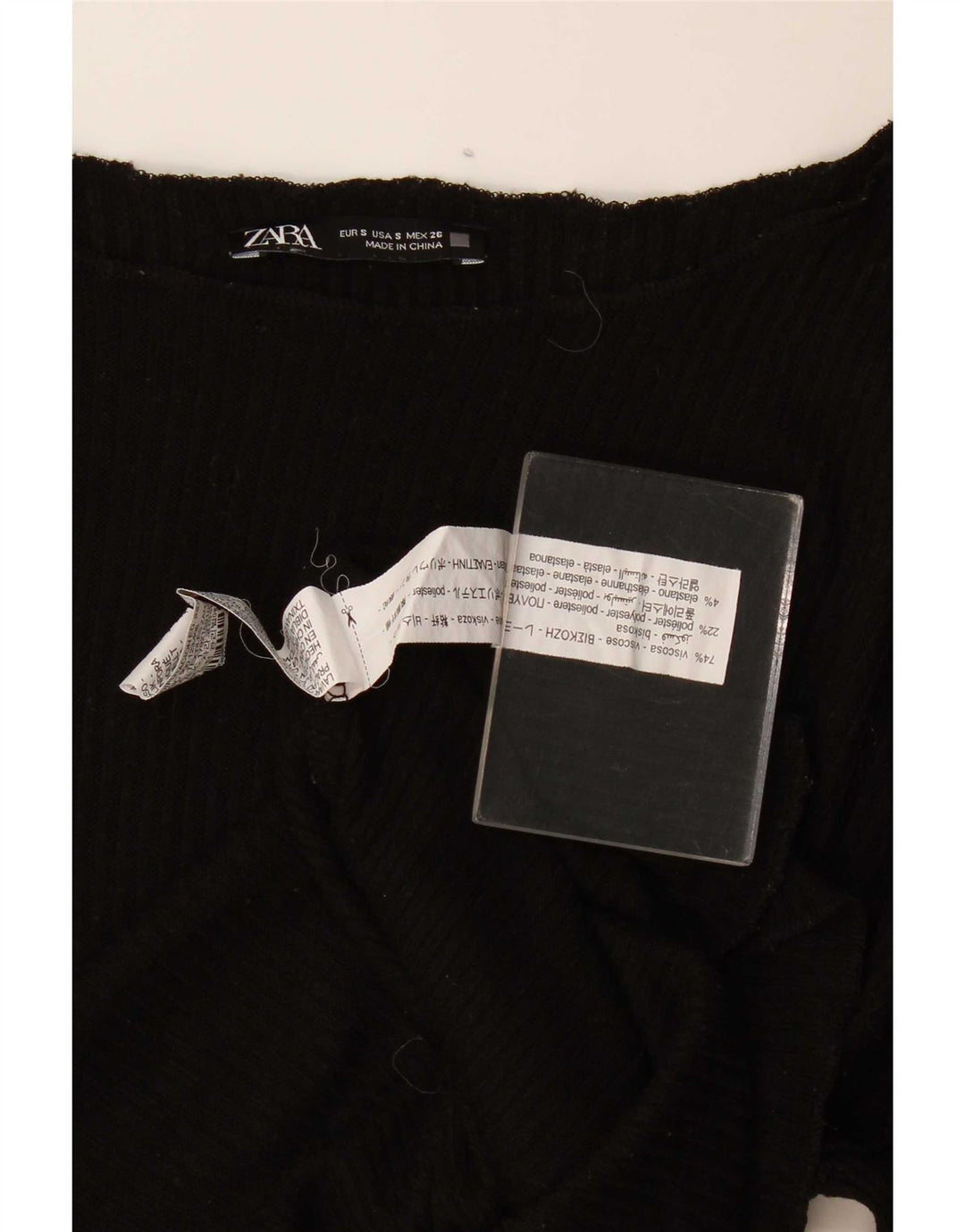 Zara Γυναικείο τοπ μακρυμάνικο UK 10 Small Black Viscose