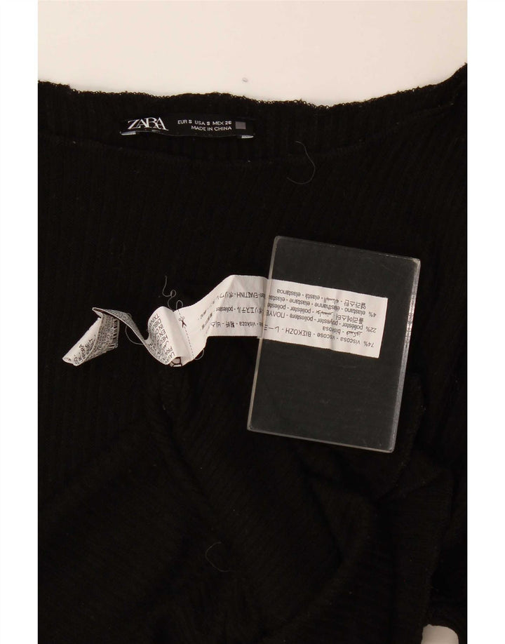 Zara Γυναικείο τοπ μακρυμάνικο UK 10 Small Black Viscose