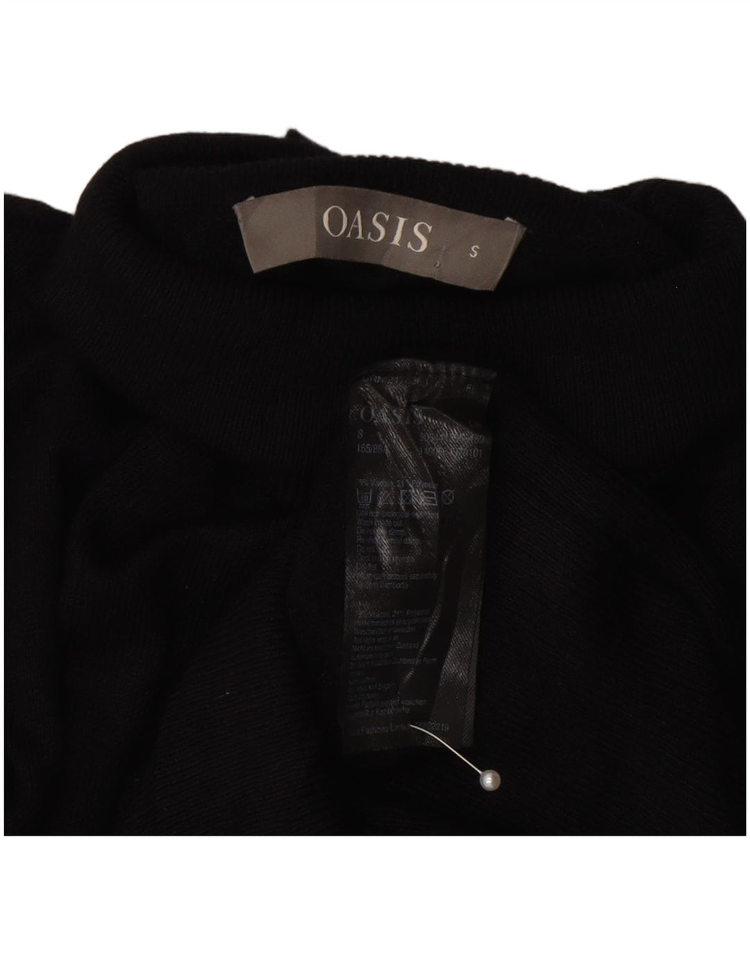 Γυναικείο πουλόβερ με ρολό λαιμόκοψης Oasis UK 10 Small Black Viscose