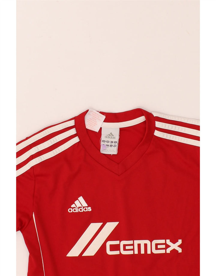 ADIDAS Boys Climalite Graphic T-Shirt Top 9-10 Years Red Polyester Vintage Adidas and Second-Hand Adidas from Messina Hembry 