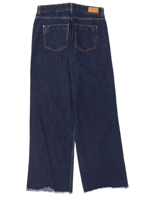Zara Γυναικείο φαρδύ τζιν EU 38 Small W28 L31 Navy Blue Cotton