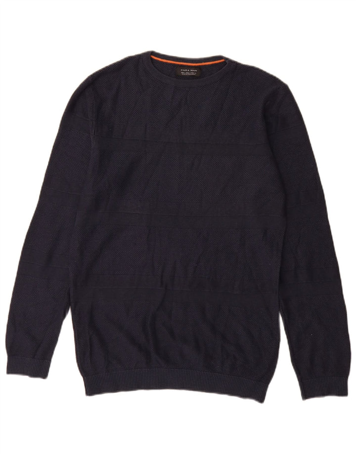 Ανδρικό πουλόβερ Zara Boat Neck Jumper Small Navy Blue ριγέ