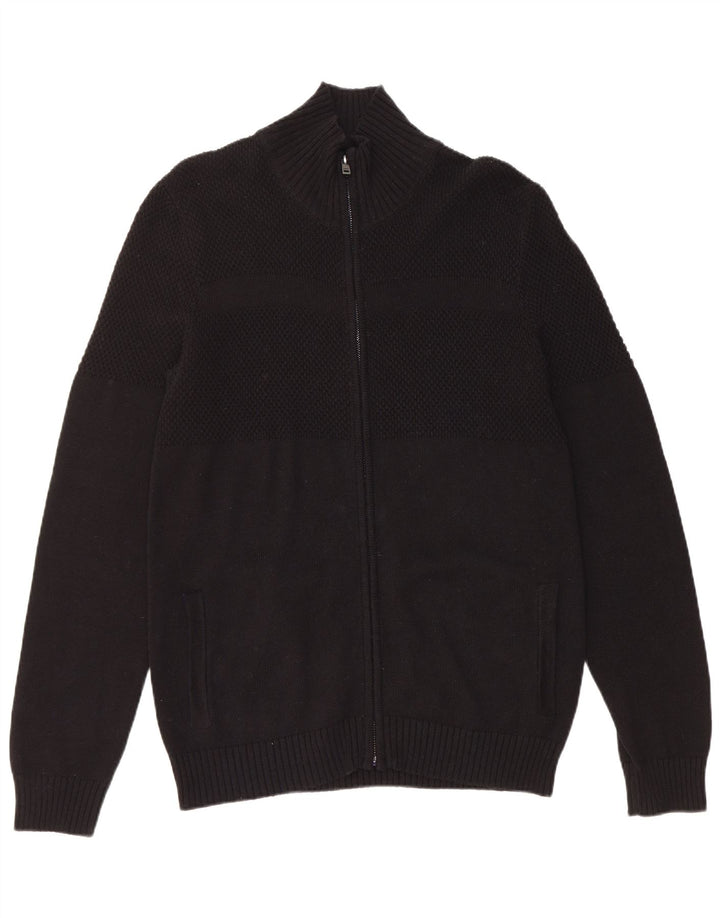 Ανδρικό πουλόβερ GUESS Ζακέτα μεγάλο μαύρο βαμβακερό