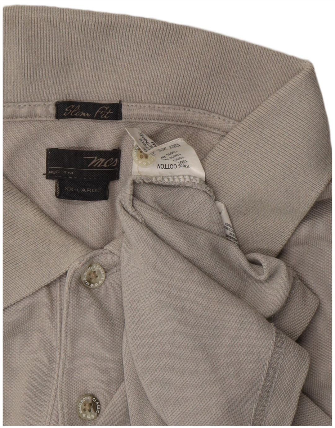 MARLBORO CLASSICS Ανδρικό μπλουζάκι πόλο με λεπτή εφαρμογή 2XL γκρι βαμβακερό