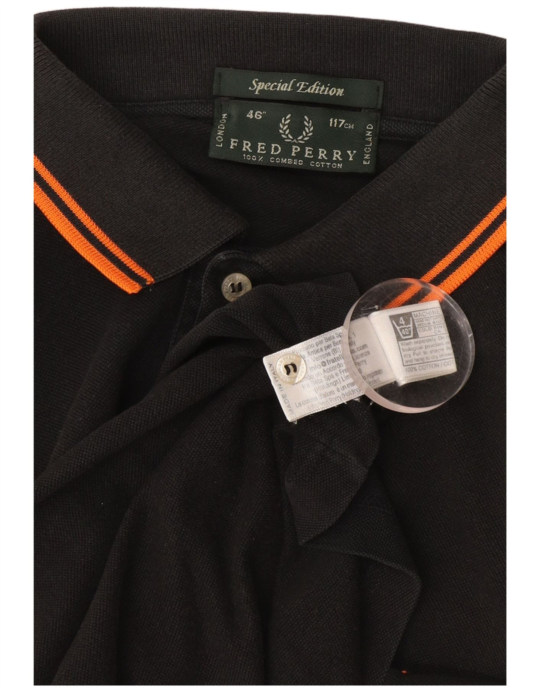 Fred Perry Ανδρικό Πόλο Μπλουζάκι μεγάλο μαύρο βαμβακερό