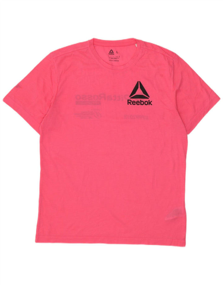Ανδρικό γραφικό T-Shirt Reebok Top μεγάλο ροζ πολυεστέρα