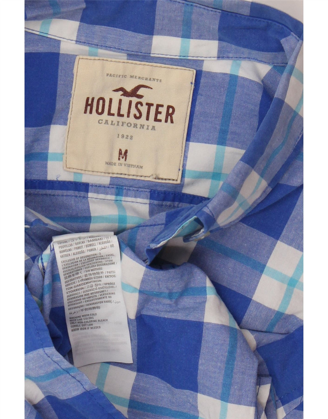 Ανδρικό πουκάμισο Hollister με μεσαίο μπλε βαμβάκι