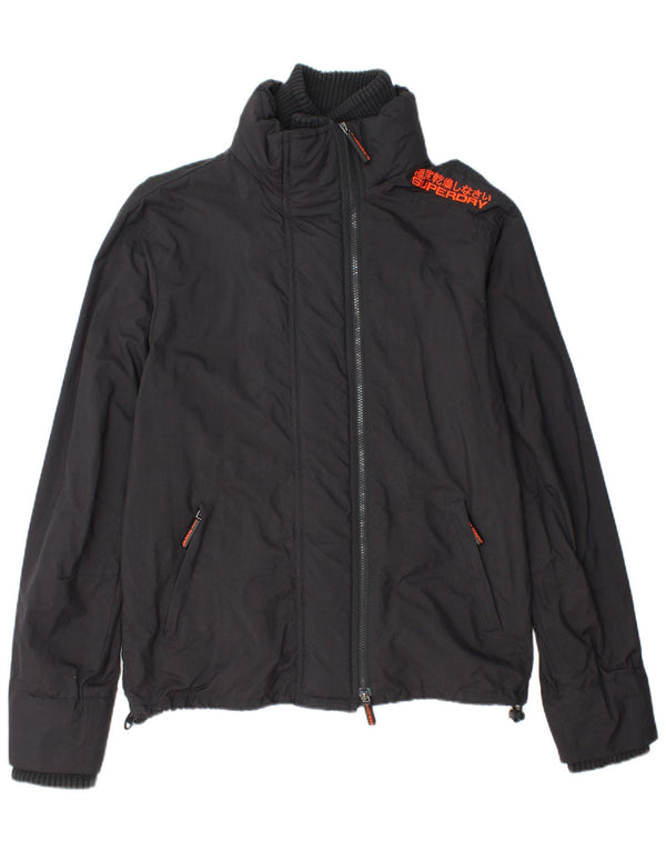 Γυναικείο γραφικό μπουφάν βροχής SUPERDRY UK 18 XL μαύρο νάιλον