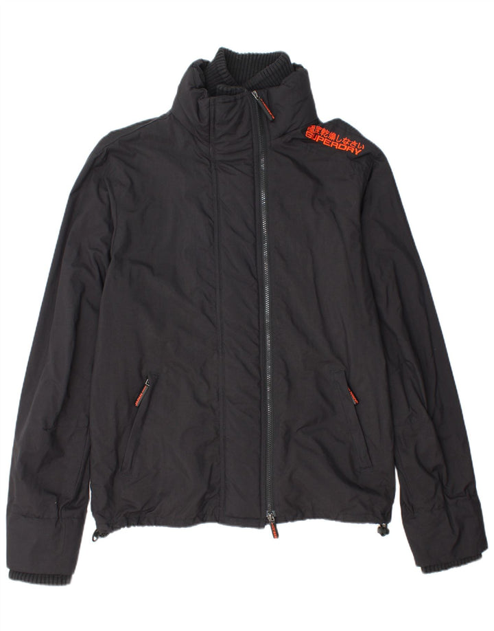 Γυναικείο γραφικό μπουφάν βροχής SUPERDRY UK 18 XL μαύρο νάιλον