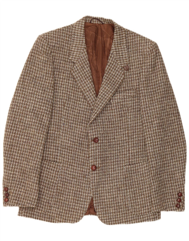 Harris Tweed Ανδρικό σακάκι σακάκι με 2 κουμπιά UK 42 XL Brown Houndstooth