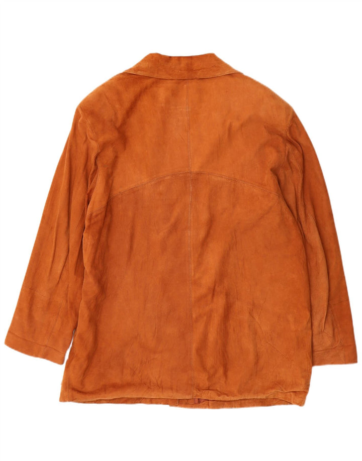 VINTAGE Womens Suede Jacket UK 18 XL Orange