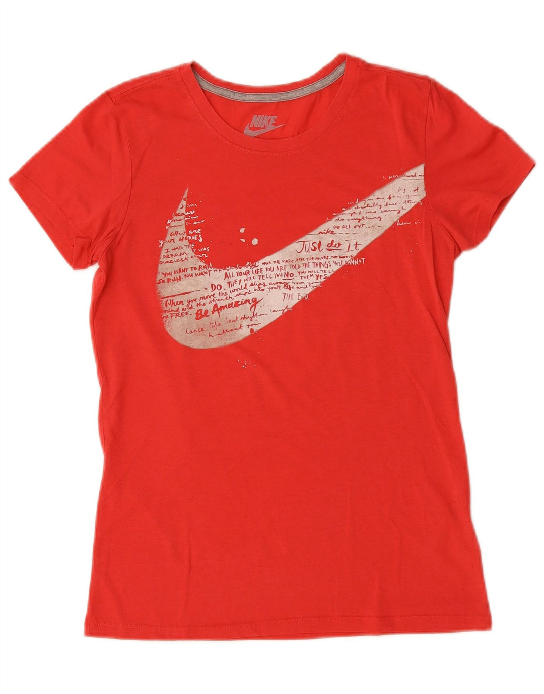 Γυναικείο γραφικό μπλουζάκι NIKE Slim Fit Top UK 12 Medium Red