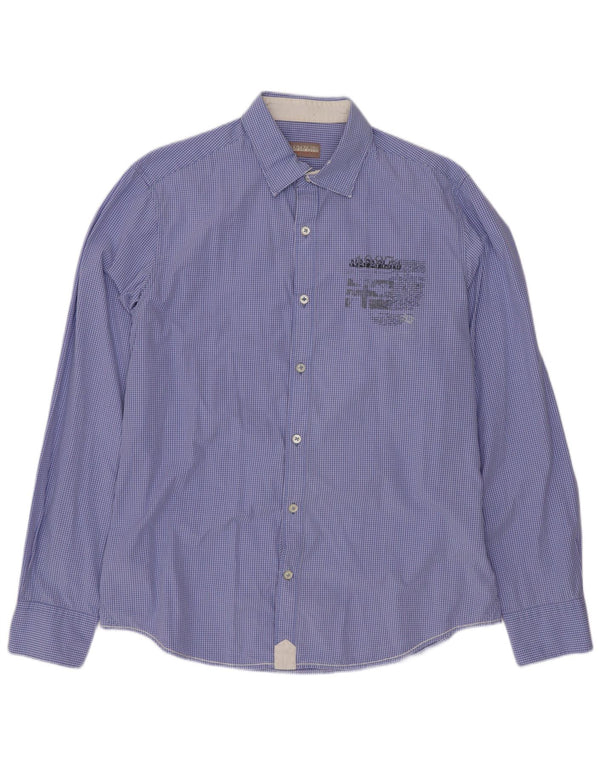 Ανδρικό πουκάμισο Napapijri Geographic Graphic XL Blue Gingham Cotton