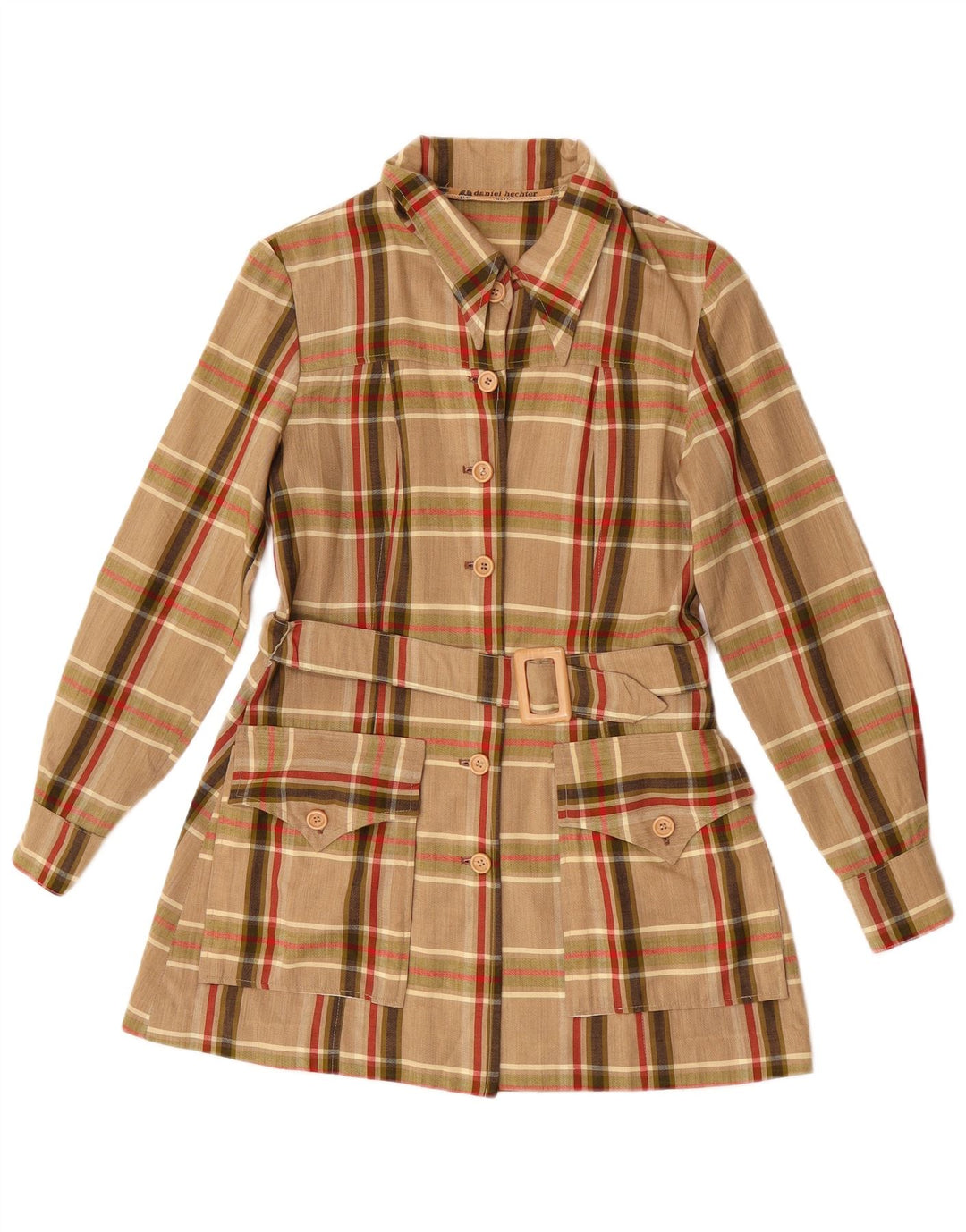 Daniel Hechter Γυναικείο πουκάμισο Longline Μπλούζα UK 10 Small Brown Check