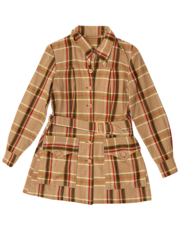 Daniel Hechter Γυναικείο πουκάμισο Longline Μπλούζα UK 10 Small Brown Check