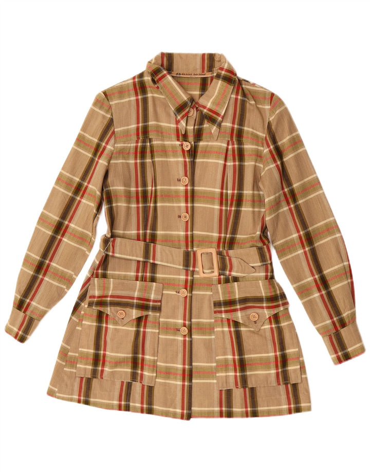 Daniel Hechter Γυναικείο πουκάμισο Longline Μπλούζα UK 10 Small Brown Check