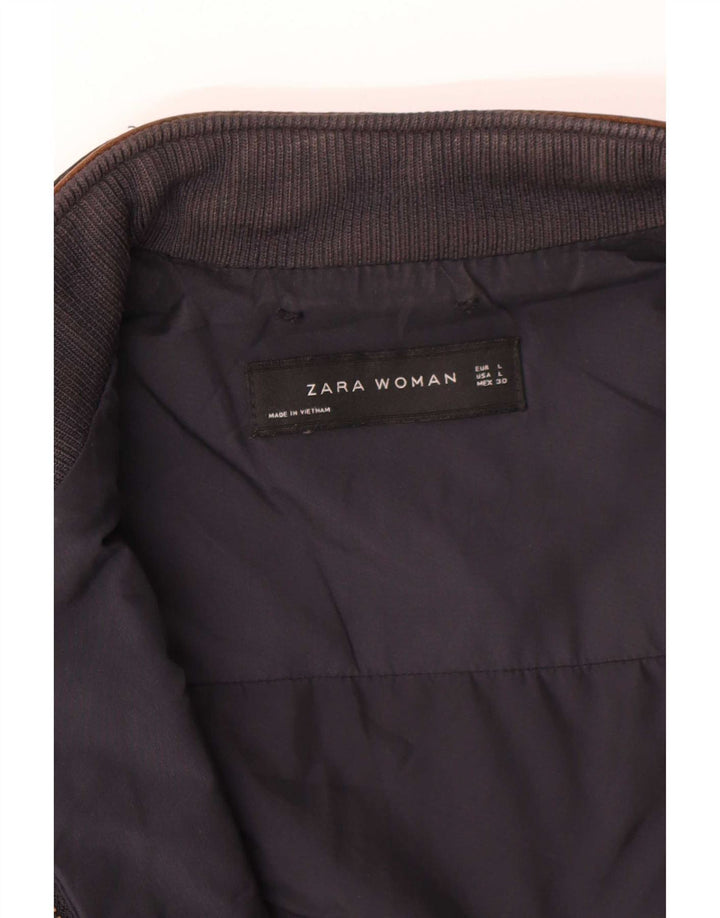 Zara Γυναικεία Καπιτονέ Gilet UK 14 Large Navy Blue
