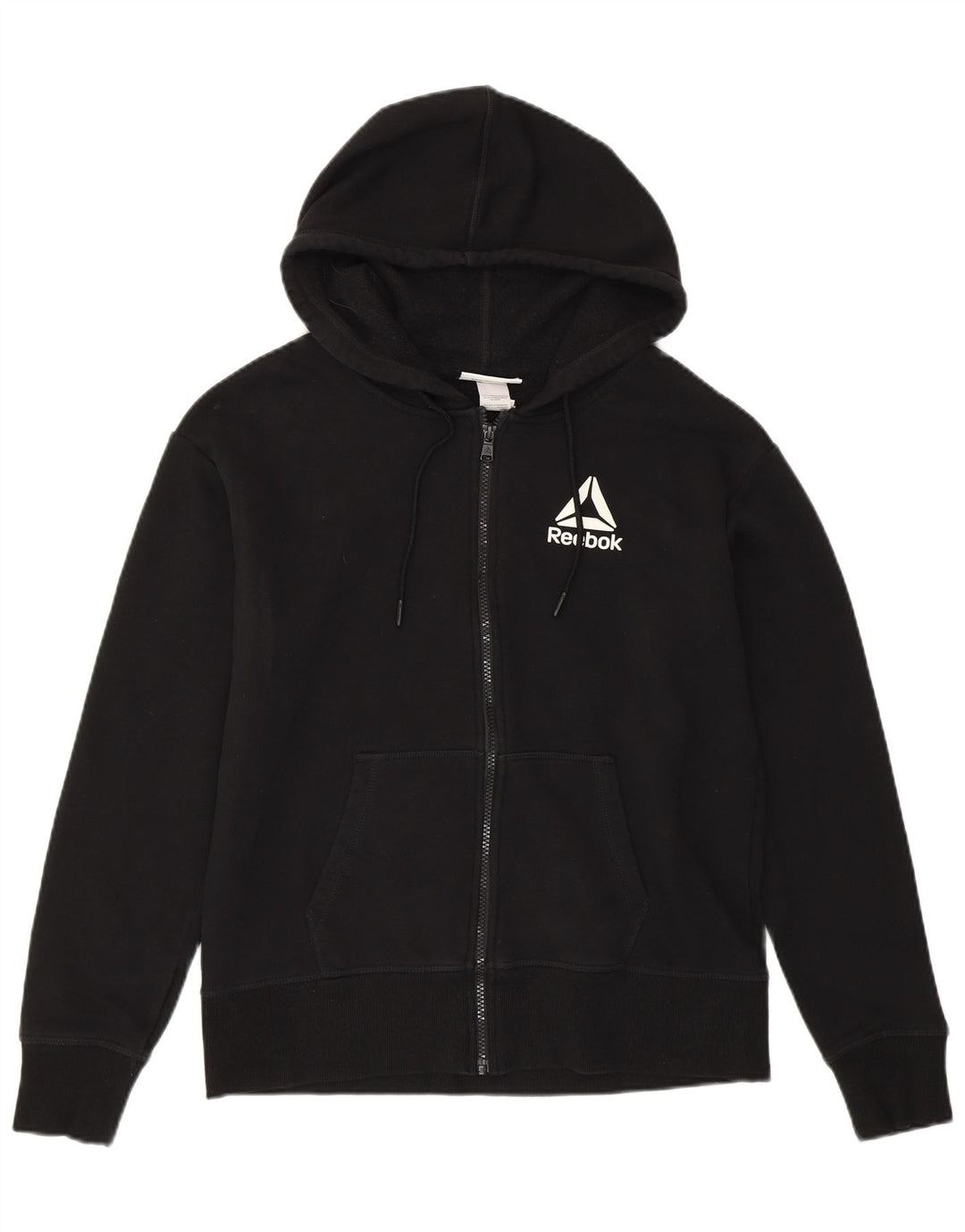 Γυναικείο πουλόβερ με κουκούλα REEBOK UK 14 μεσαίο μαύρο βαμβακερό