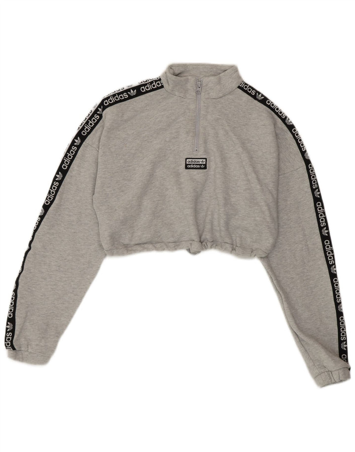 Γυναικείο γραφικό φούτερ ADIDAS Oversized Crop Jumper UK 10 Small Grey
