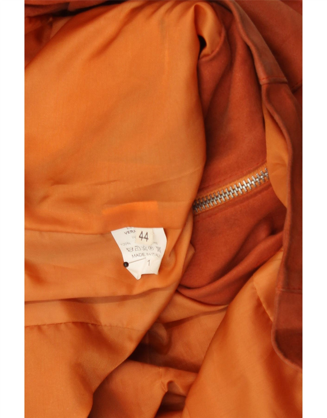 Vintage Γυναικείο Crop Δερμάτινο Μπουφάν IT 44 Medium Orange Leather