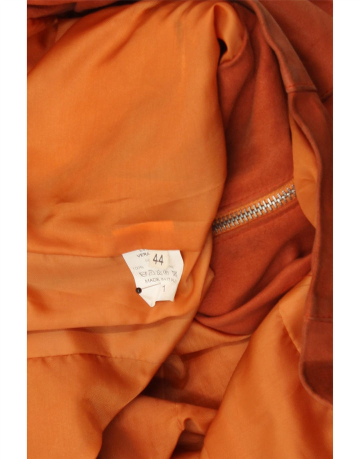 Vintage Γυναικείο Crop Δερμάτινο Μπουφάν IT 44 Medium Orange Leather
