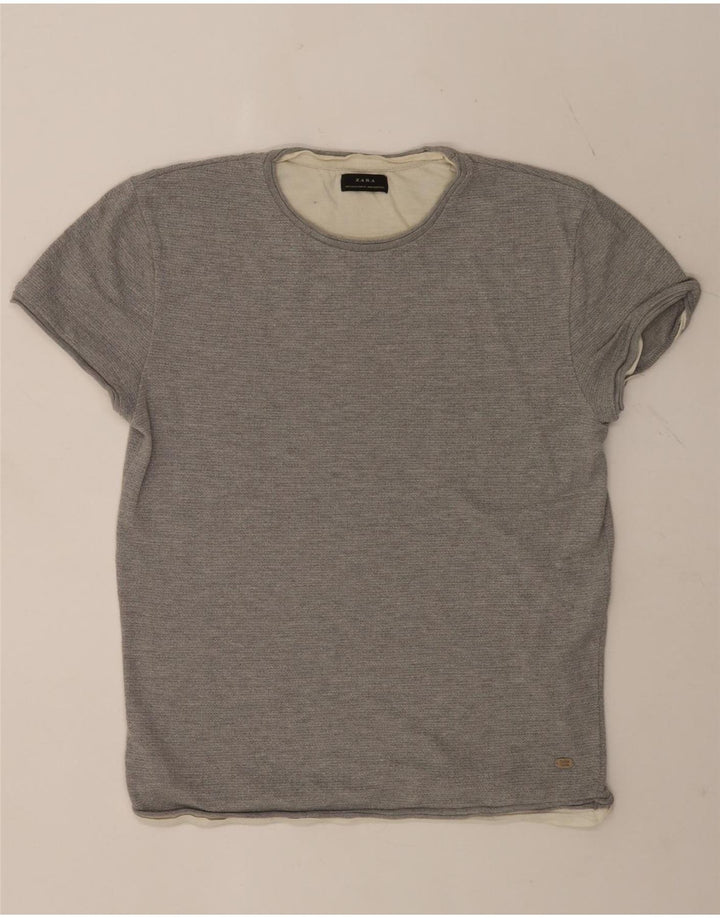 Zara Ανδρικό T-Shirt Top XL Grey Colourblock