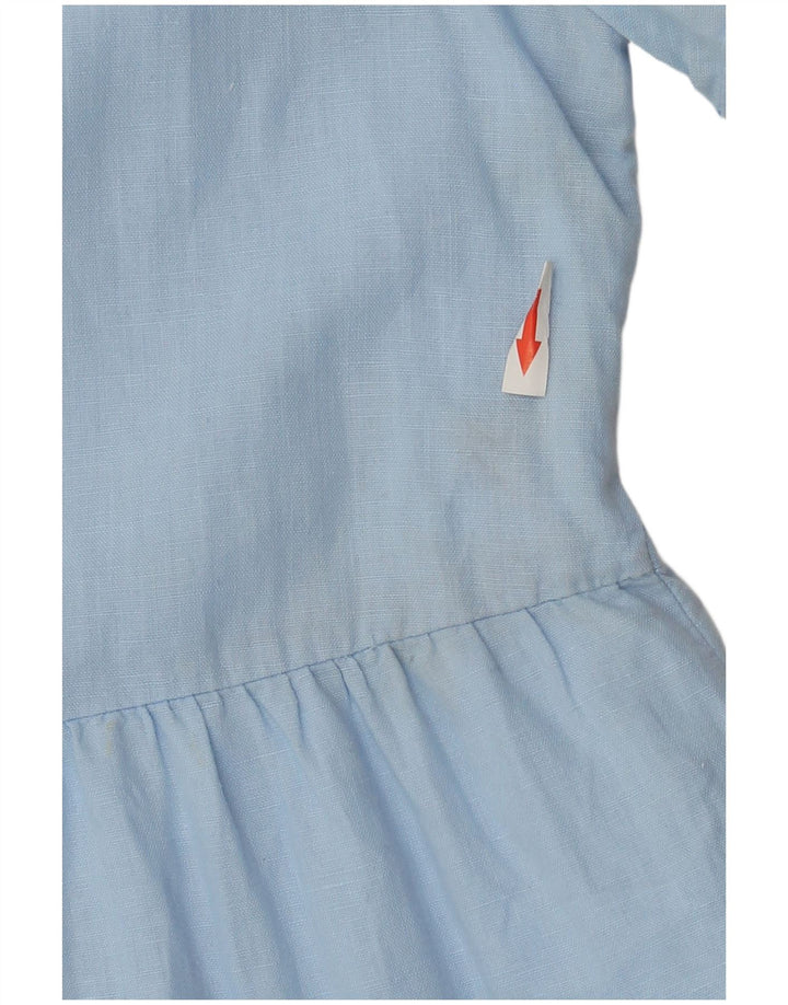 Zara Γυναικείο φόρεμα σε επίπεδα UK 14 Medium Blue Λινό