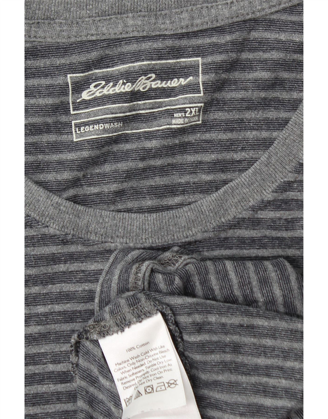 EDDIE BAUER Ανδρικό T-Shirt Top 2XL Γκρι ριγέ βαμβακερό