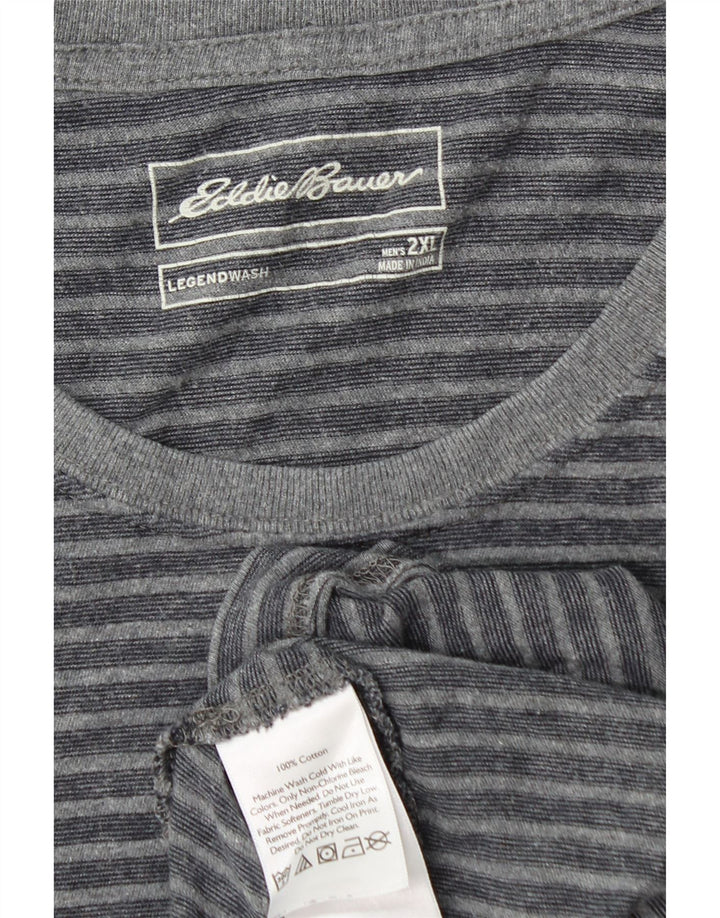EDDIE BAUER Ανδρικό T-Shirt Top 2XL Γκρι ριγέ βαμβακερό