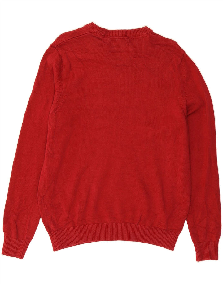 IZOD Mens V-Neck Jumper Sweater Medium Red Vintage Izod and Second-Hand Izod from Messina Hembry 