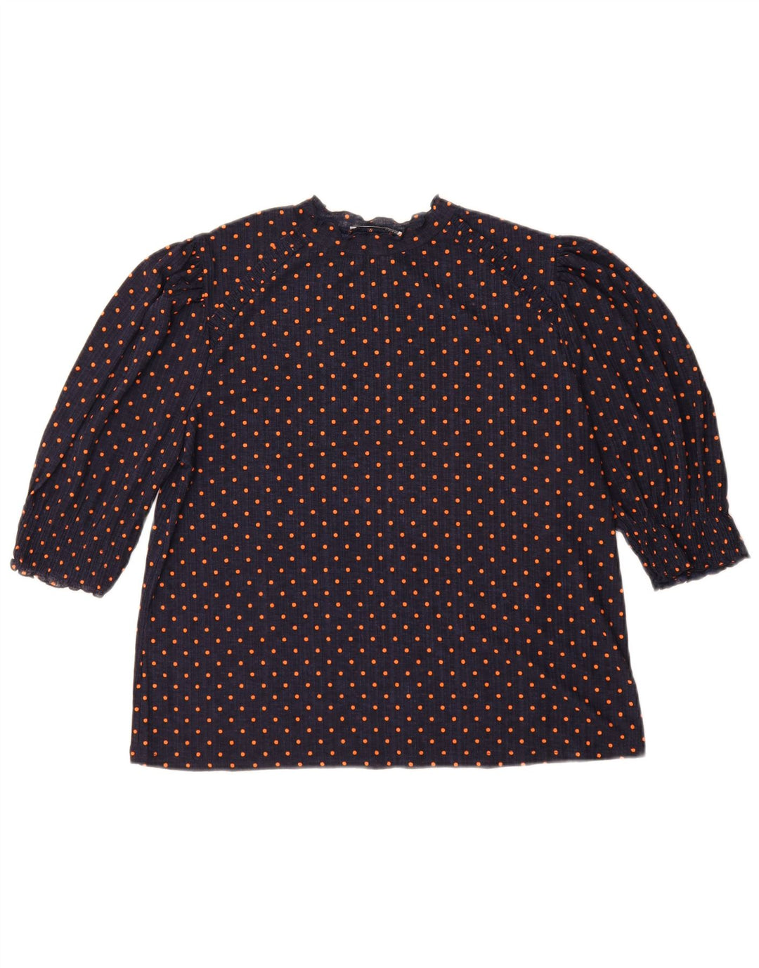 Zara Γυναικεία Μπλούζα Τοπ UK 14 Medium Navy Blue πουά