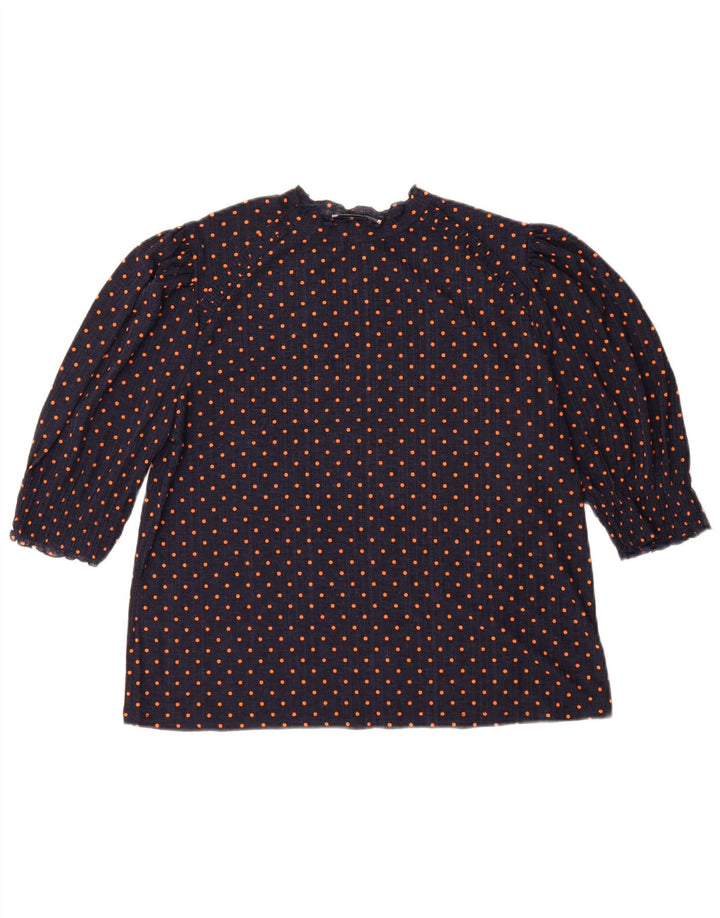 Zara Γυναικεία Μπλούζα Τοπ UK 14 Medium Navy Blue πουά