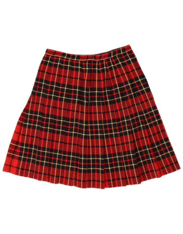 Vintage Womens Knife Pleated Skirt W26 Small Red Plaid